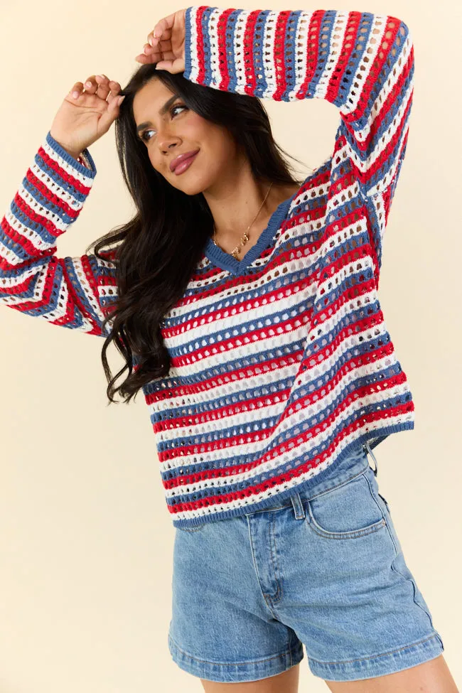 Chasing Rainbows Striped Crochet Sweater sold by Pink Lily product image thumbnail 4