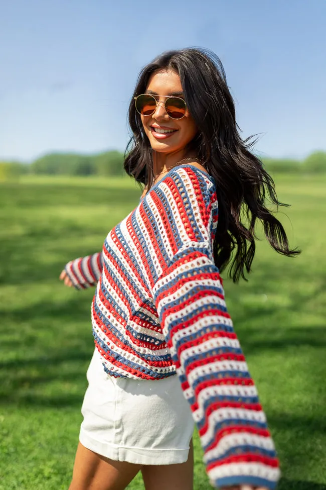 Chasing Rainbows Striped Crochet Sweater sold by Pink Lily product image thumbnail 2