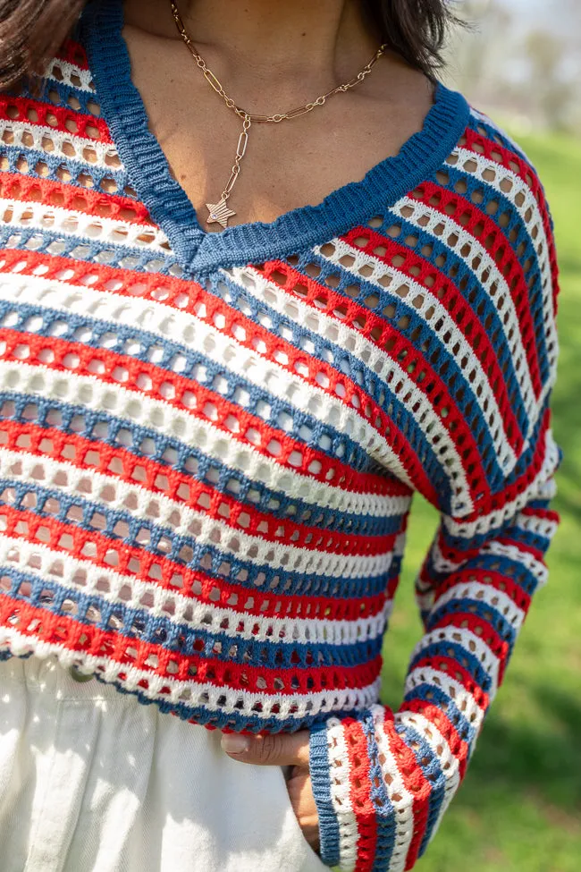 Chasing Rainbows Striped Crochet Sweater sold by Pink Lily product image thumbnail 3