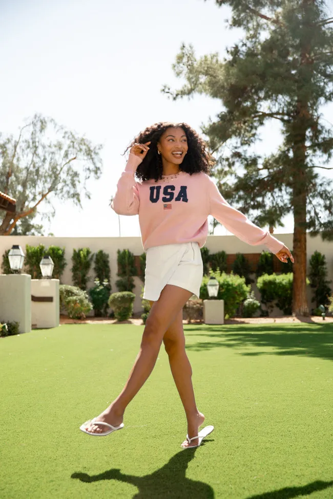 Miss Liberty Pink USA Crew Neck Sweater FINAL SALE sold by Pink Lily product image thumbnail 2