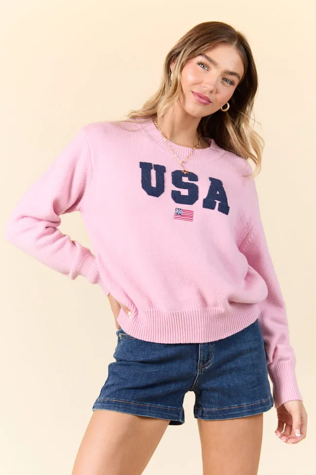 Miss Liberty Pink USA Crew Neck Sweater FINAL SALE sold by Pink Lily product image thumbnail 4