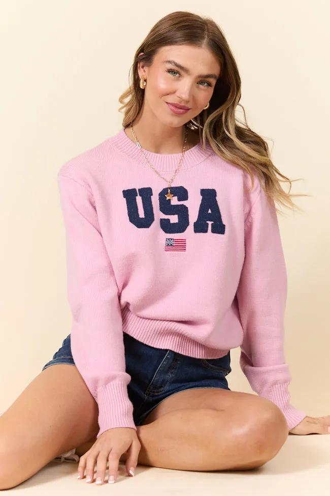 Miss Liberty Pink USA Crew Neck Sweater FINAL SALE sold by Pink Lily product image thumbnail 3