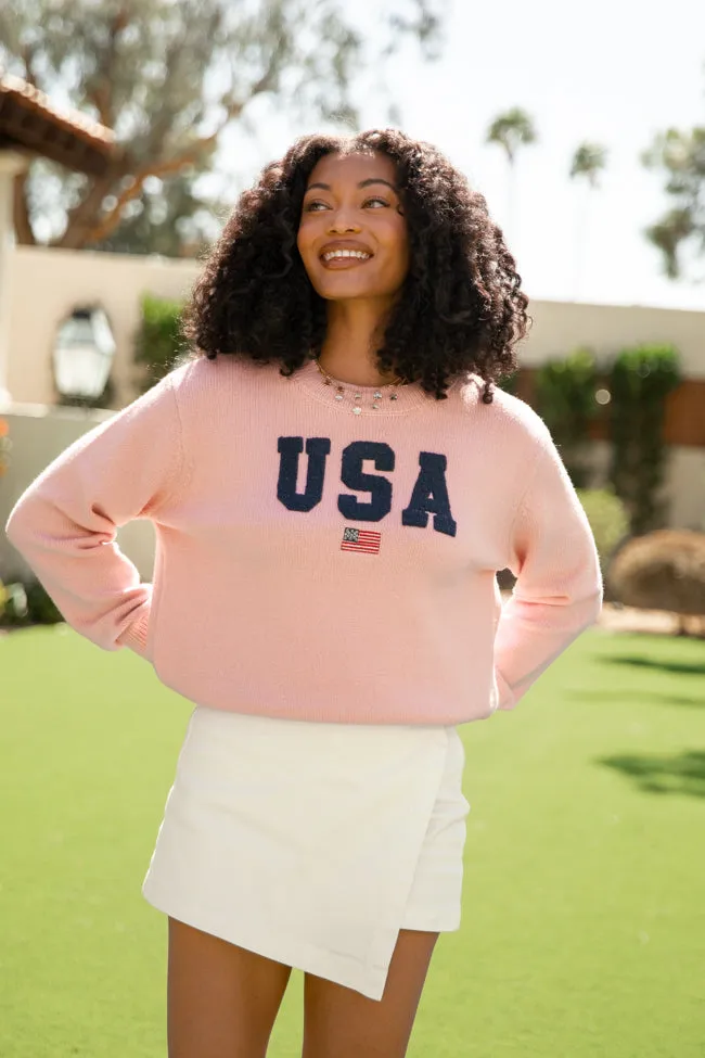 Miss Liberty Pink USA Crew Neck Sweater FINAL SALE sold by Pink Lily