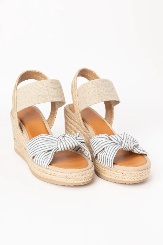 Patton Blue and White Striped Knot Wedges FINAL SALE sold by Pink Lily
