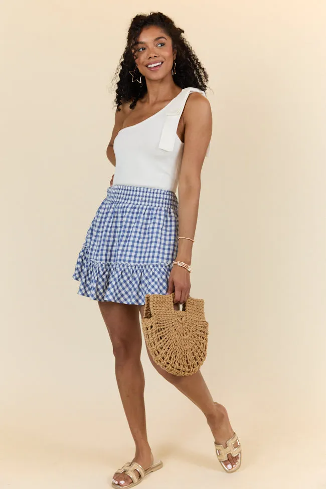 Never Out Of Style Blue and Ivory Gingham Skort FINAL SALE sold by Pink Lily product image thumbnail 2