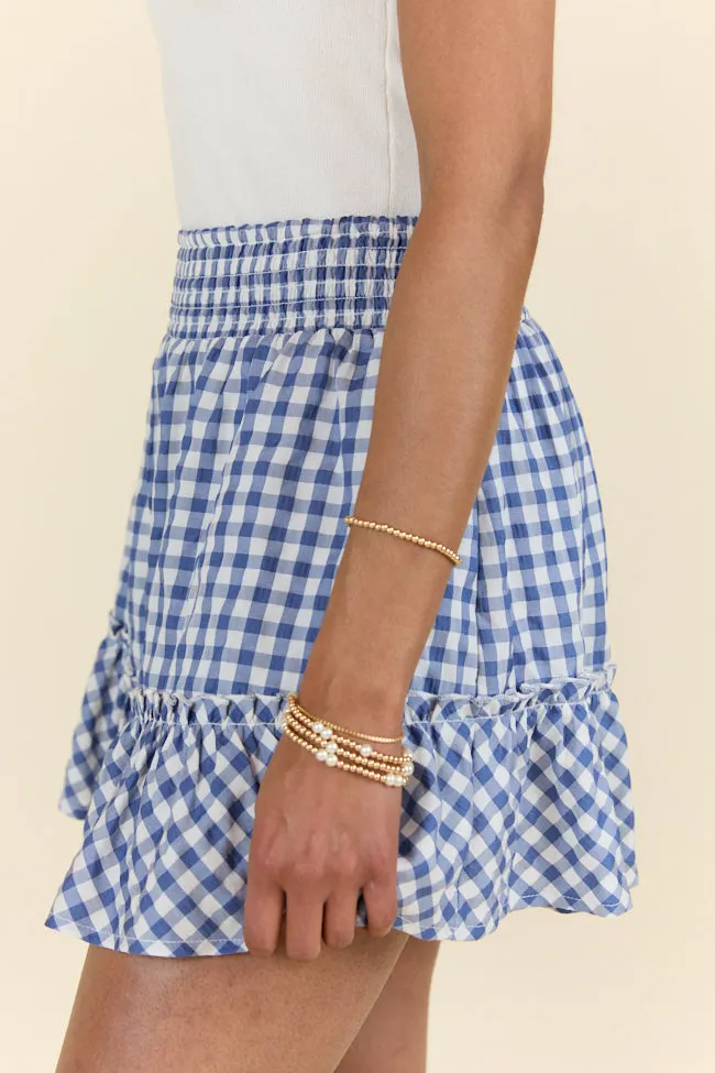 Never Out Of Style Blue and Ivory Gingham Skort FINAL SALE sold by Pink Lily product image thumbnail 3