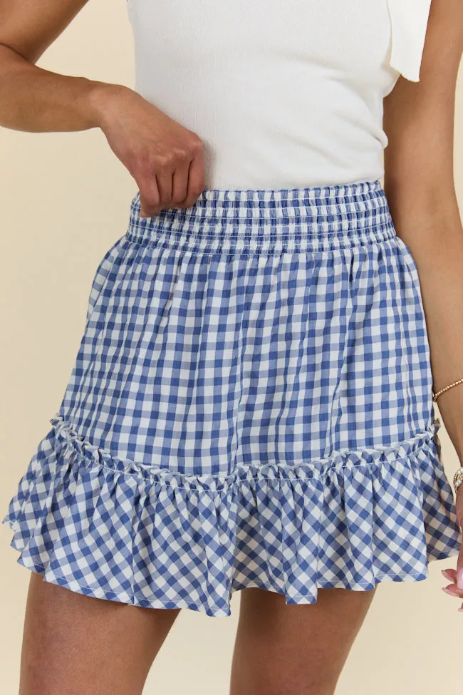 Never Out Of Style Blue and Ivory Gingham Skort FINAL SALE sold by Pink Lily
