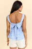Moonlit Blue Gingham Tie Sleeve Tank FINAL SALE sold by Pink Lily