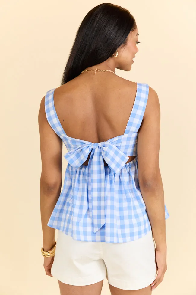 Moonlit Blue Gingham Tie Sleeve Tank FINAL SALE sold by Pink Lily product image thumbnail 2