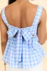 Moonlit Blue Gingham Tie Sleeve Tank FINAL SALE sold by Pink Lily