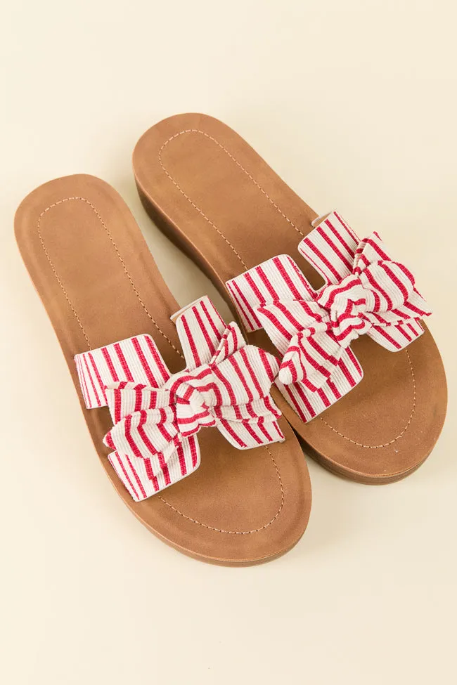 Susie Red Striped Bow Sandals sold by Pink Lily product image thumbnail 2