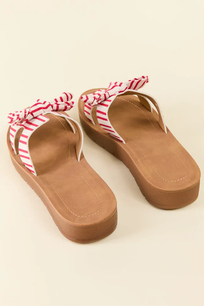 Susie Red Striped Bow Sandals sold by Pink Lily product image thumbnail 4