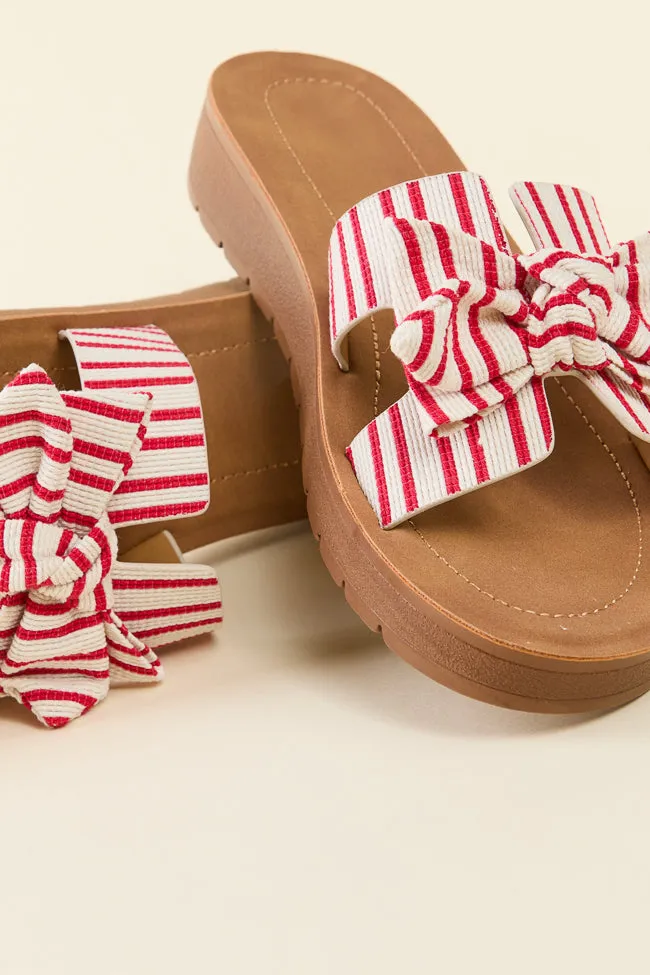 Susie Red Striped Bow Sandals sold by Pink Lily product image thumbnail 3