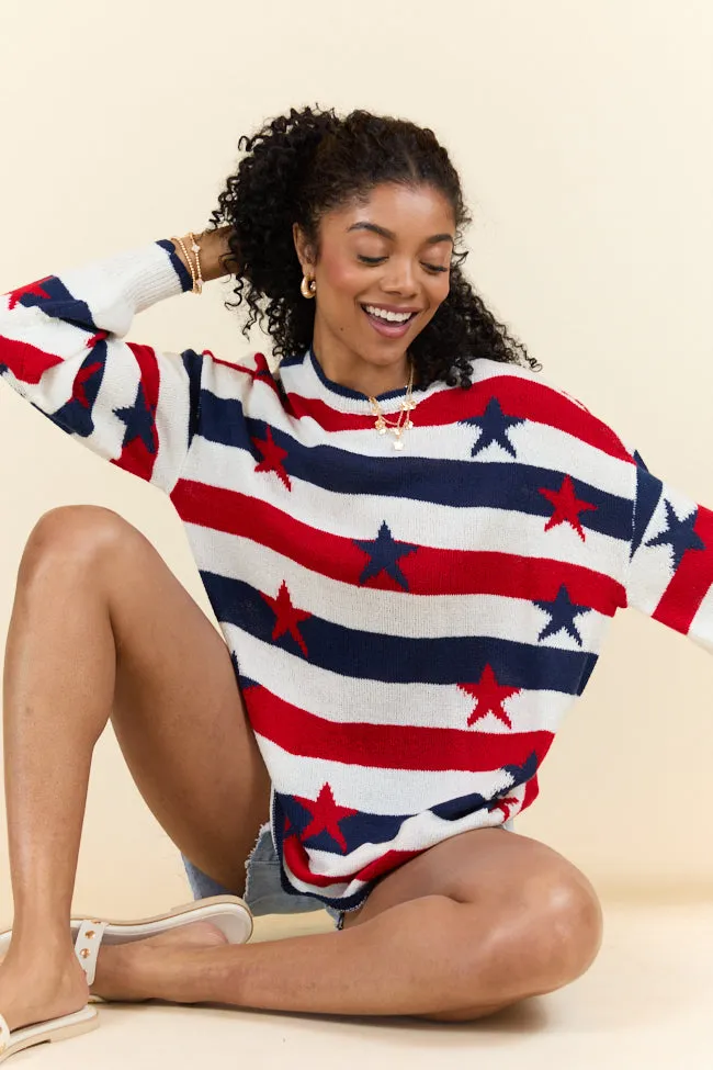 Old Glory Stars and Stripes Oversized Sweater FINAL SALE sold by Pink Lily product image thumbnail 5