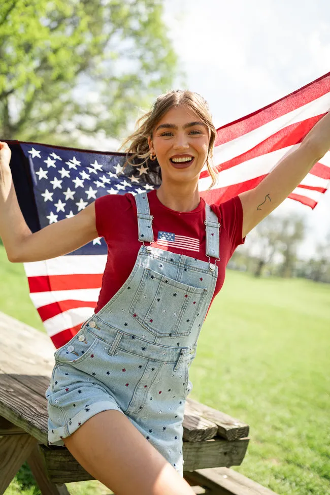 Common Ground Relaxed Fit Star Embroidered Cuffed Overalls FINAL SALE sold by Pink Lily