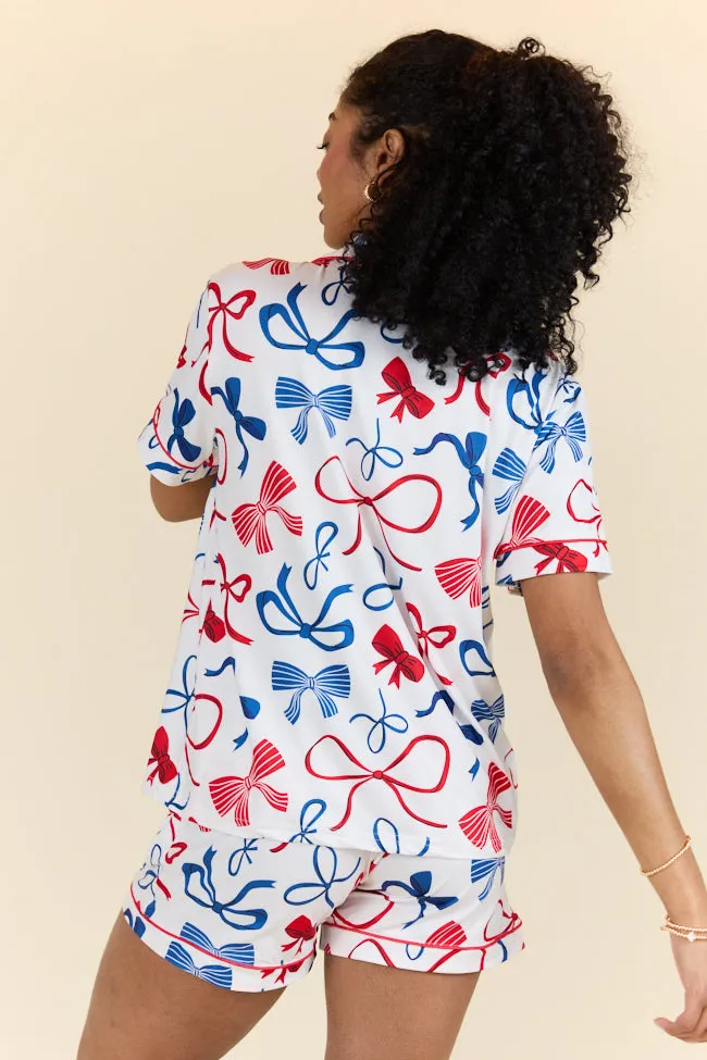 Dawn's Early Light Red, White, And Blue Bows Pajama Set FINAL SALE sold by Pink Lily product image thumbnail 5