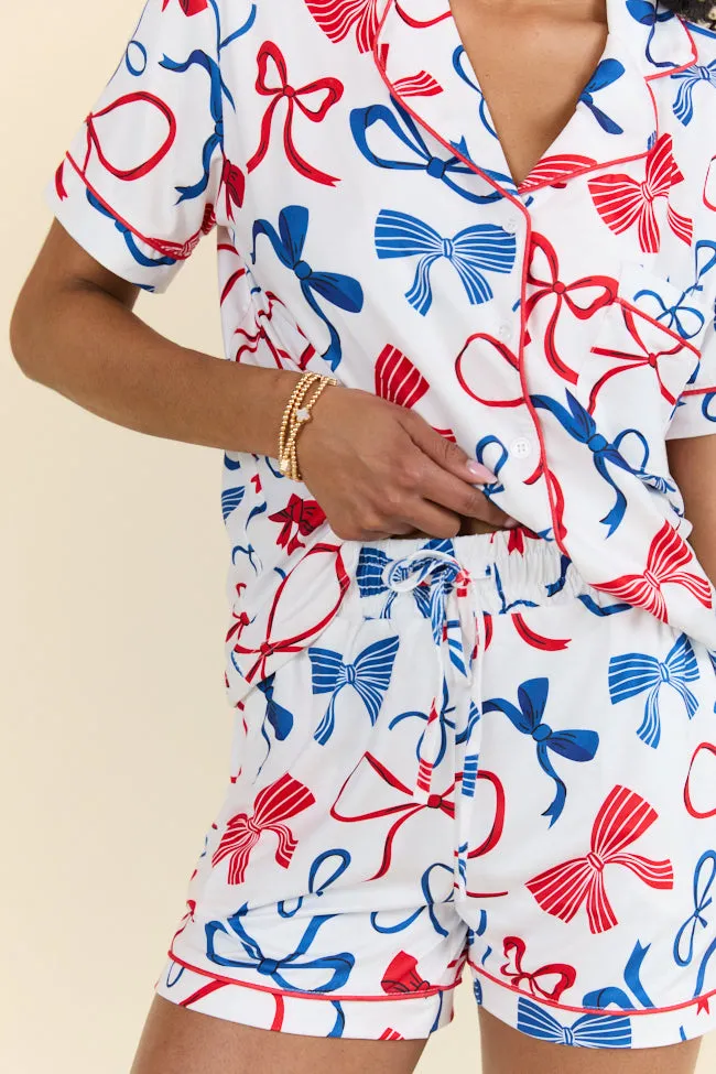Dawn's Early Light Red, White, And Blue Bows Pajama Set FINAL SALE sold by Pink Lily product image thumbnail 2
