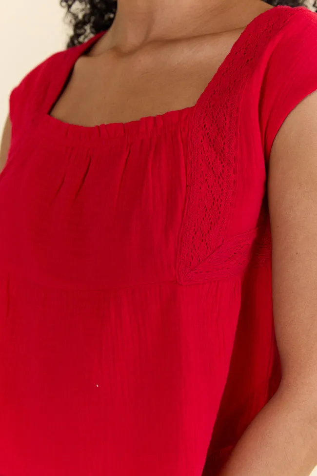 Choose Kindness Red Gauze Top and Shorts Set FINAL SALE sold by Pink Lily product image thumbnail 3