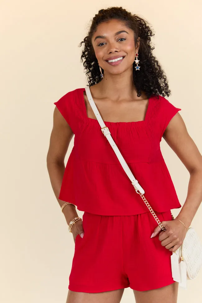 Choose Kindness Red Gauze Top and Shorts Set FINAL SALE sold by Pink Lily