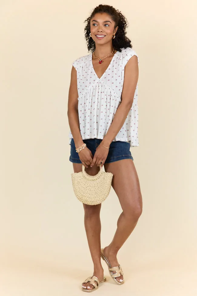 Treasured Times Ivory Cherry Print Oversized Knit Top FINAL SALE sold by Pink Lily product image thumbnail 2