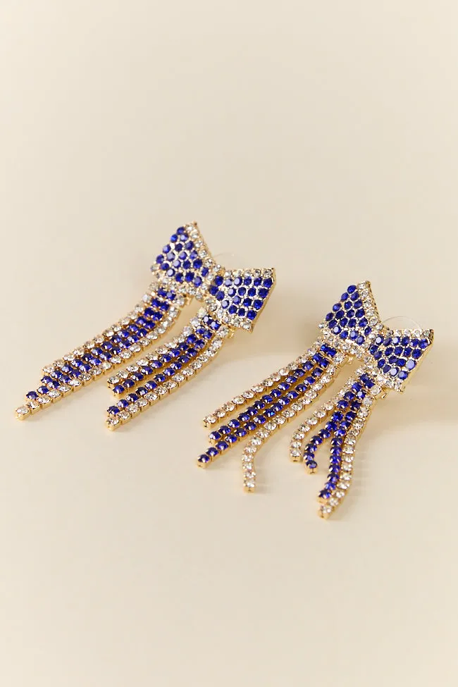 Blue Crystal Fringe Bow Earrings FINAL SALE sold by Pink Lily product image thumbnail 3