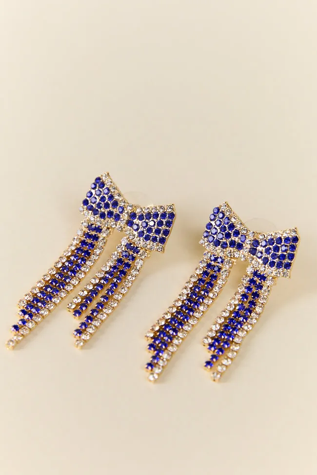 Blue Crystal Fringe Bow Earrings FINAL SALE sold by Pink Lily product image thumbnail 2