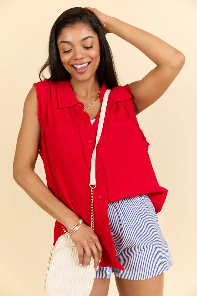 Every Moment Matters Red Gauze Tank FINAL SALE sold by Pink Lily product image thumbnail 4