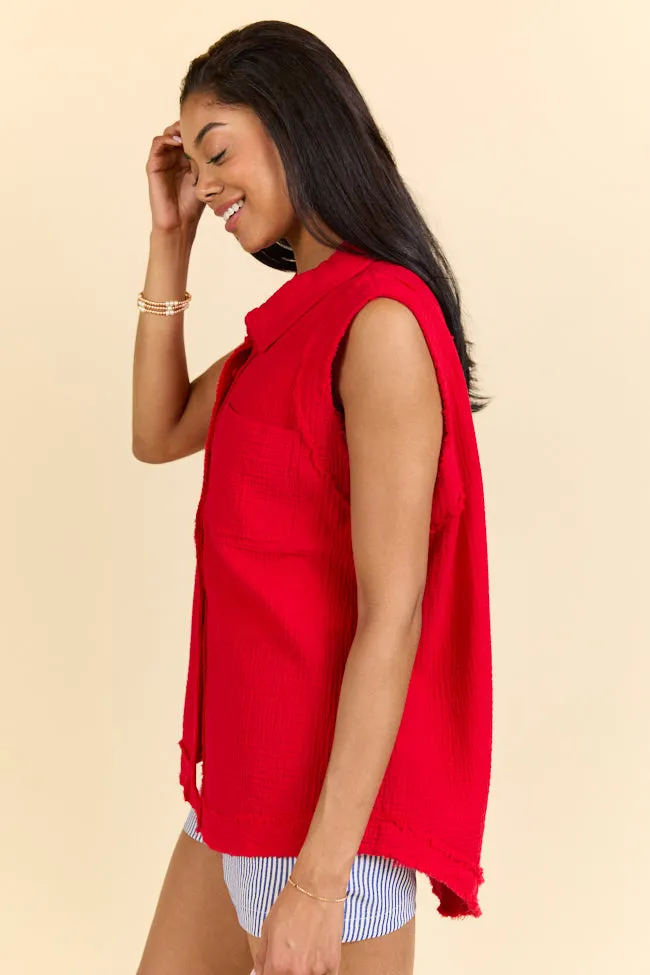 Every Moment Matters Red Gauze Tank FINAL SALE sold by Pink Lily product image thumbnail 5