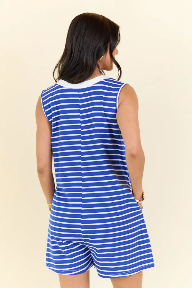 Playful Feelings Blue and White Stripe Knit Romper FINAL SALE sold by Pink Lily product image thumbnail 5