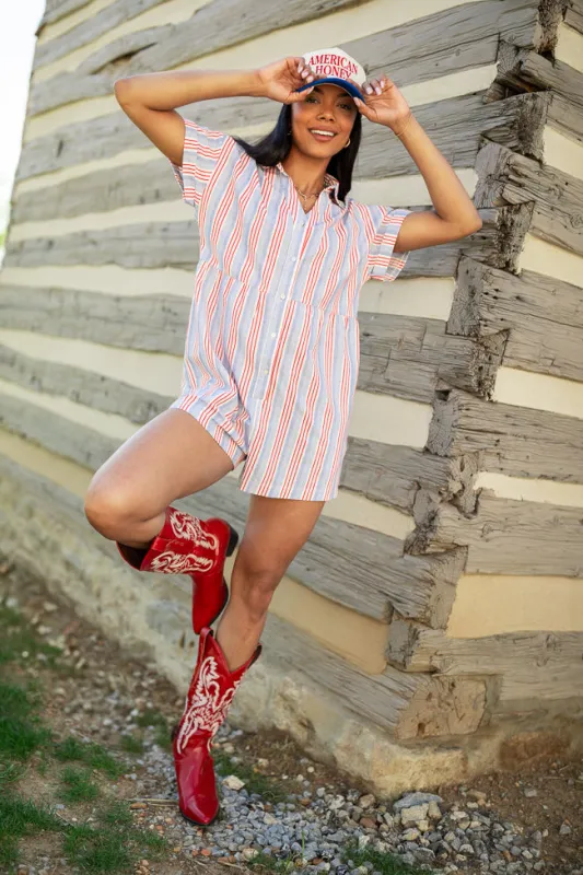 Best Is Yet To Come Striped Short Sleeve Romper FINAL SALE sold by Pink Lily