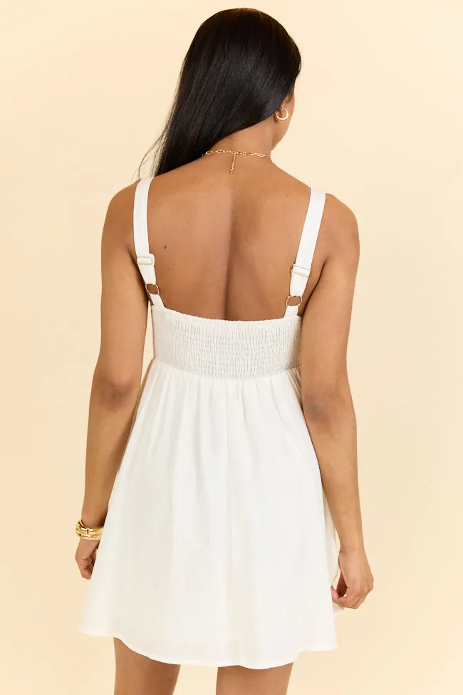 Rings A Bells White V-Neck Mini Dress FINAL SALE sold by Pink Lily product image thumbnail 5
