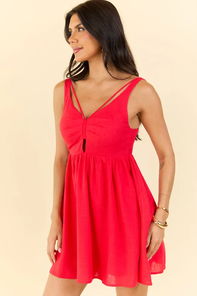 Rings A Bell Red V-Neck Mini Dress FINAL SALE sold by Pink Lily product image thumbnail 5