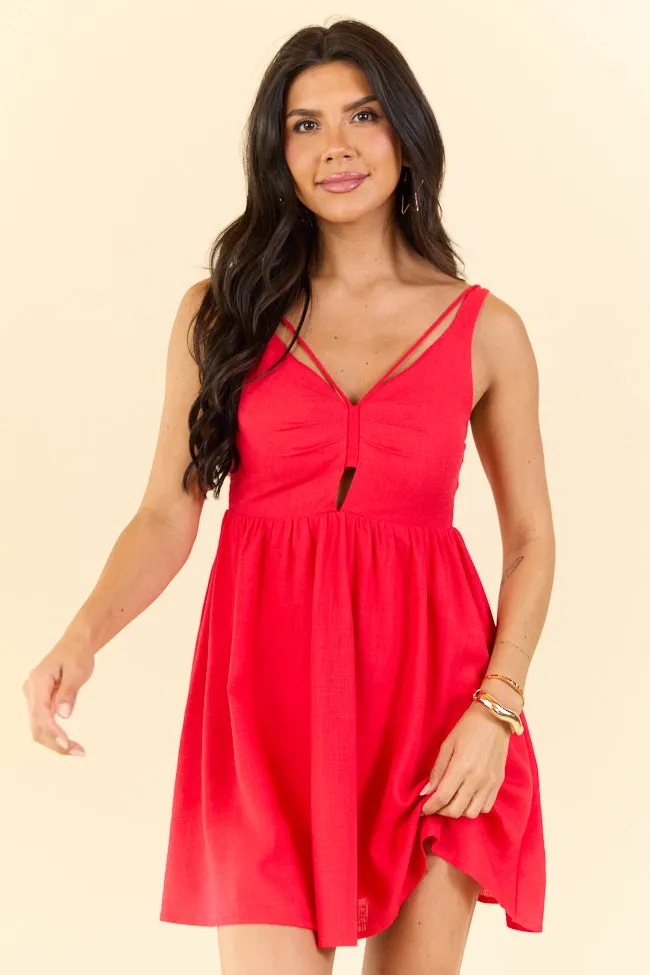 Rings A Bell Red V-Neck Mini Dress FINAL SALE sold by Pink Lily product image thumbnail 2