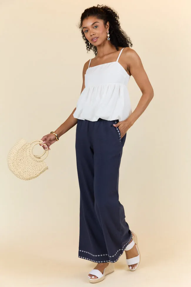 Just Feels Right Navy Embroidered Pants FINAL SALE sold by Pink Lily product image thumbnail 2
