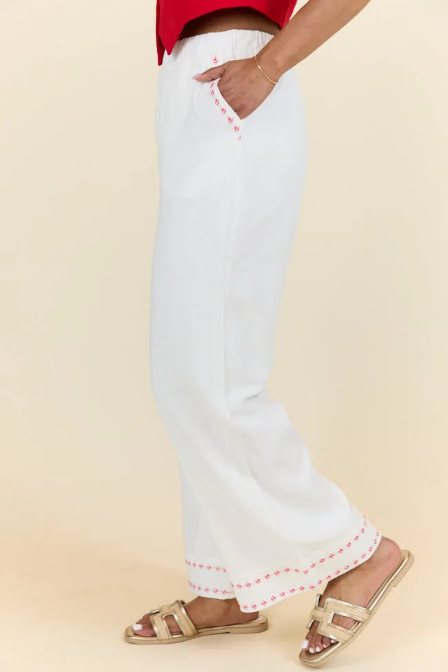 Just Feels Right Off-White Embroidered Pants FINAL SALE sold by Pink Lily product image thumbnail 4