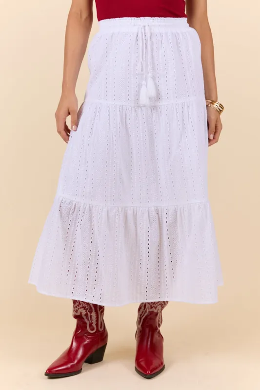 Be Yourself White Drawstring Eyelet Skirt FINAL SALE sold by Pink Lily