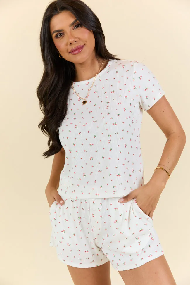What A Dream Red Ditsy Floral Pajama Short Sleeve Top FINAL SALE sold by Pink Lily