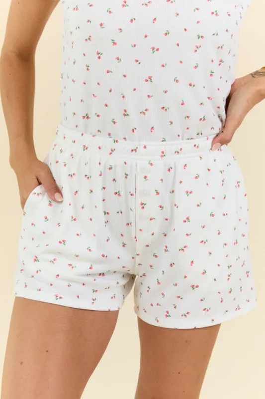 What A Dream Red Ditsy Floral Pajama Shorts FINAL SALE SALE sold by Pink Lily