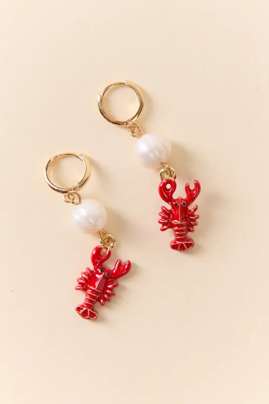 Red Lobster Pearl Earrings sold by Pink Lily