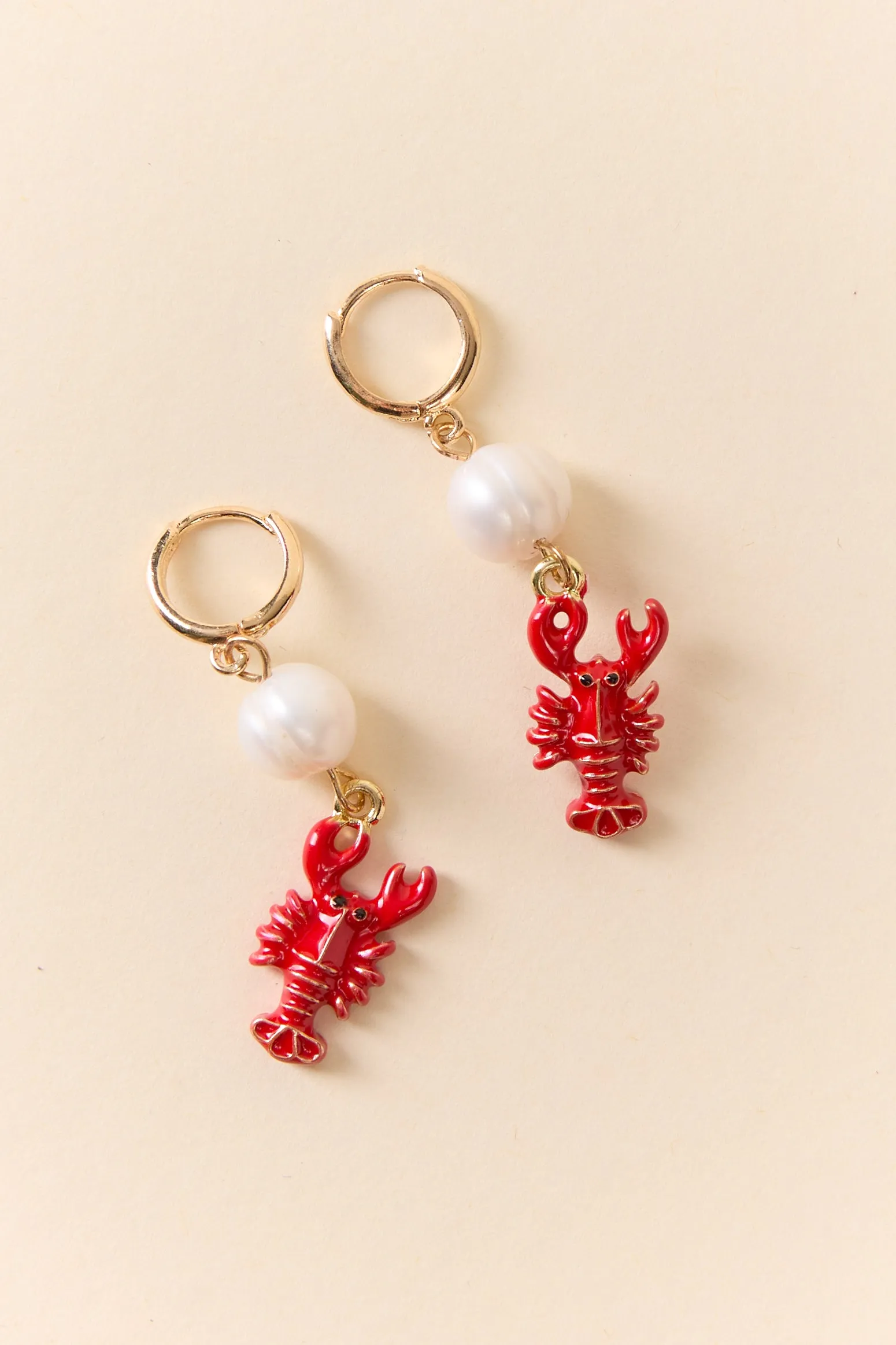 Red Lobster Pearl Earrings sold by Pink Lily