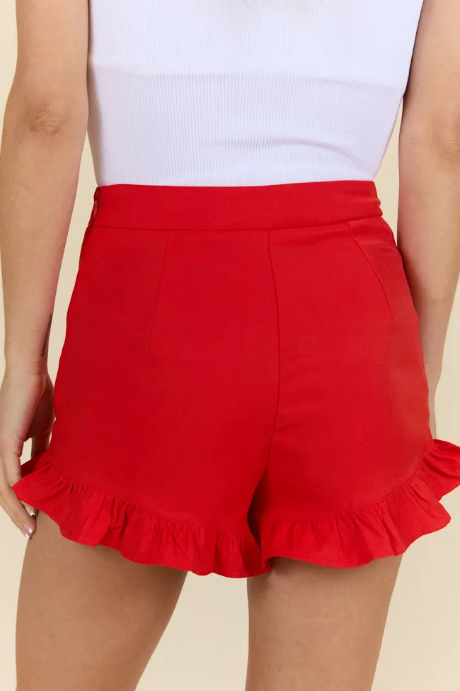 Trust The Process Red Frill Hem Shorts FINAL SALE sold by Pink Lily product image thumbnail 4