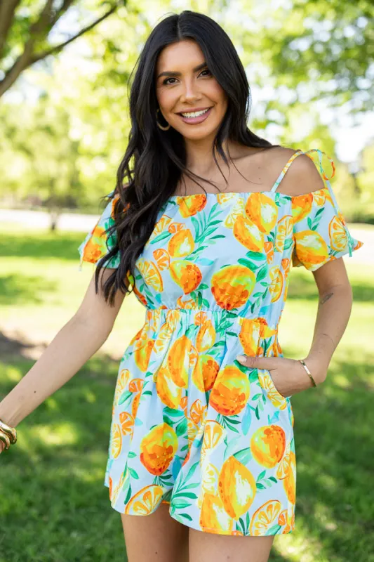 Easy Peasy Citrus Print Romper SALE made by Lumiere