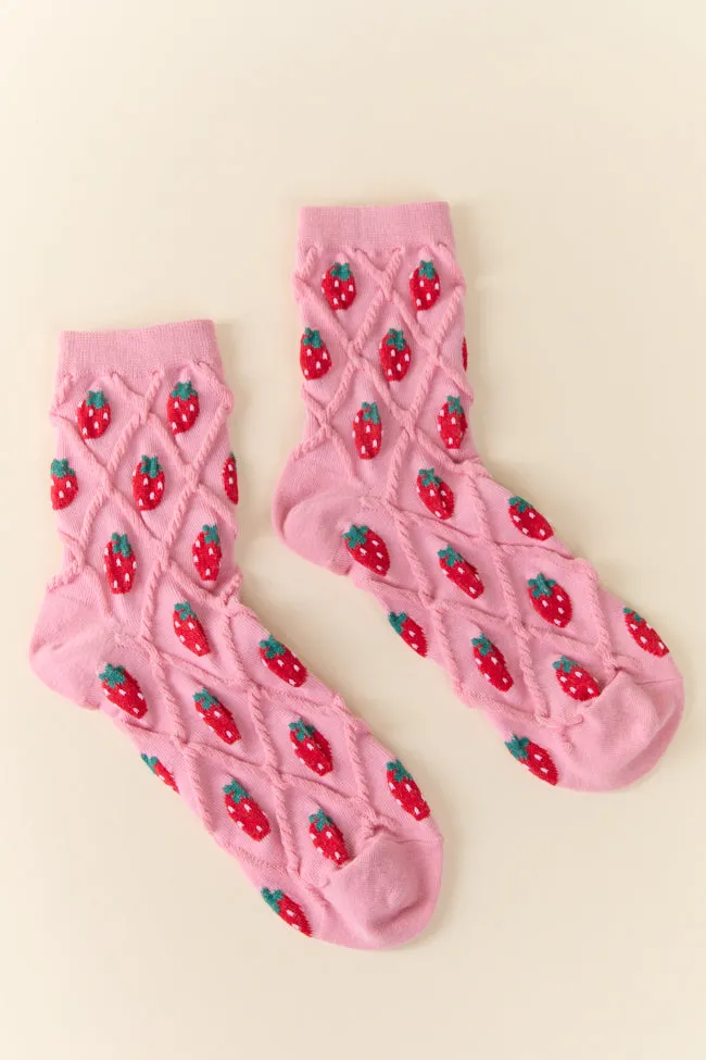 Pink Strawberry Socks FINAL SALE sold by Pink Lily