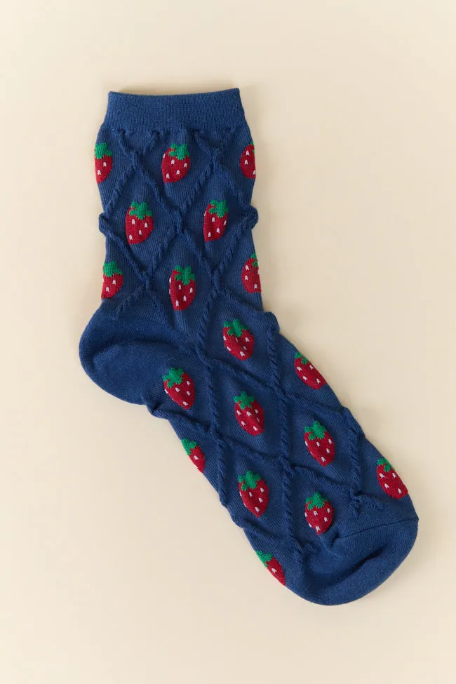 Navy Strawberry Socks FINAL SALE sold by Pink Lily product image thumbnail 3