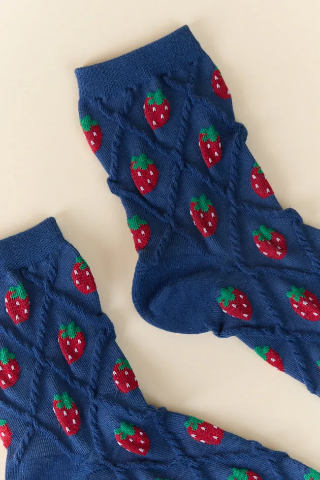 Navy Strawberry Socks FINAL SALE sold by Pink Lily product image thumbnail 2