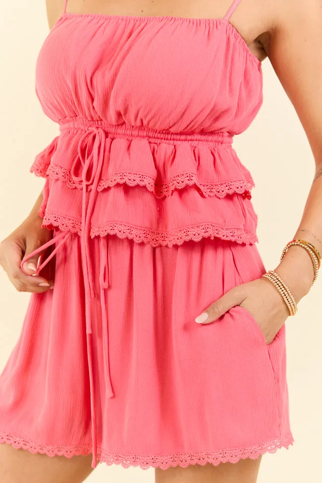 Where I Belong Coral Lace Trim Tank and Shorts Set FINAL SALE sold by Pink Lily product image thumbnail 5