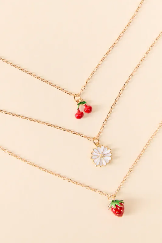 Fruit Trio Red Charm Necklace SALE sold by Pink Lily