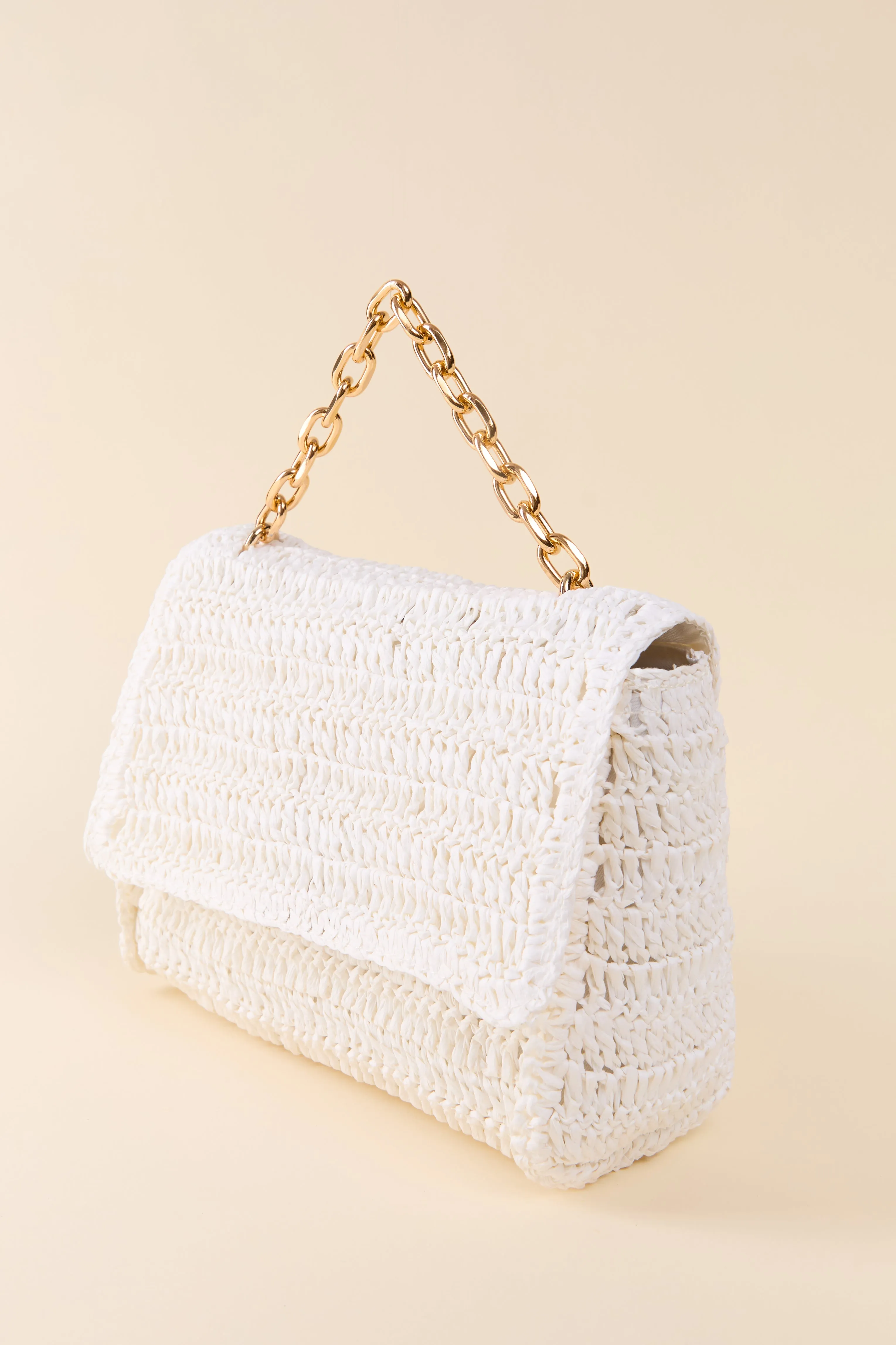 White Straw Chain Strap Crossbody FINAL SALE sold by Pink Lily product image thumbnail 4