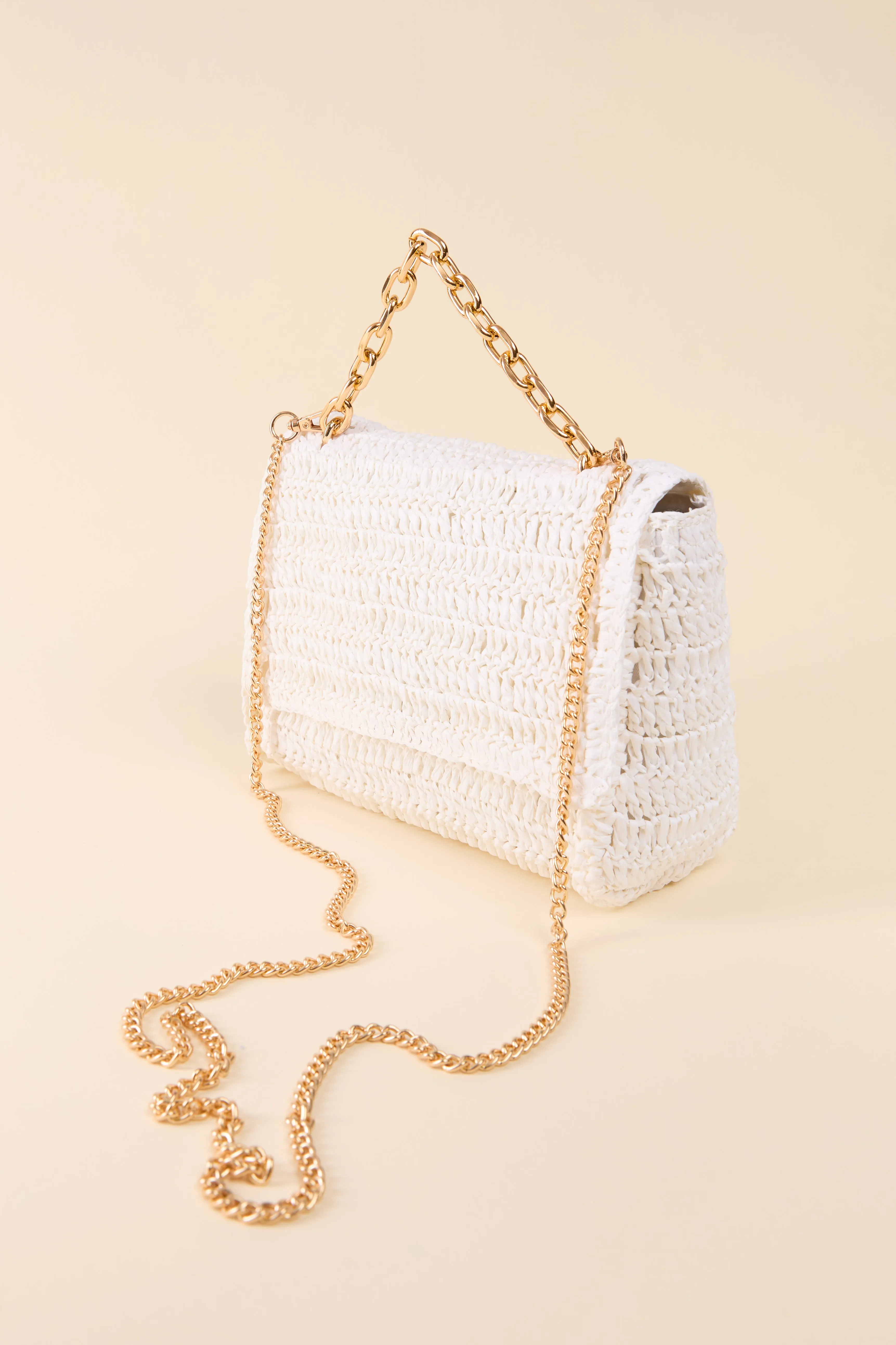 White Straw Chain Strap Crossbody FINAL SALE sold by Pink Lily product image thumbnail 2