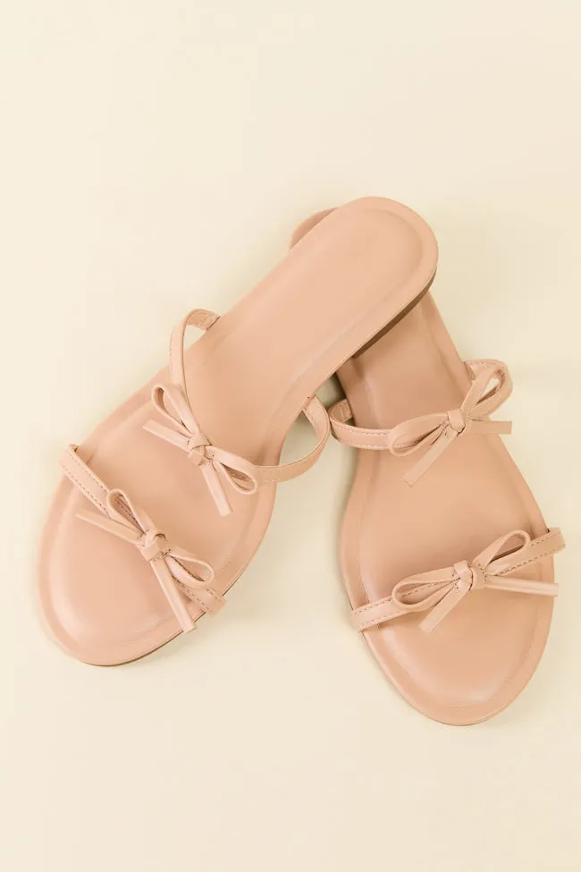 Ellis Nude Double Band Bow Sandals FINAL SALE sold by Pink Lily